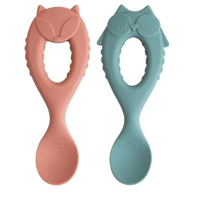 Afbeelding van Tidy Tot ®™ 2 stuks babyspeenlepels LED speenlepel voor baby&#039;s en peuters Siliconen speenlepels met zachte punt Gemakkelijk vast te pakken handvat
