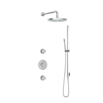 Afbeelding van Hotbath Get together Regendoucheset IBS1 Chroom Staaf Handdouche 30cm Hoofddouche Wandarm 35cm met glijstang