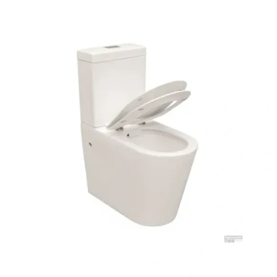 Afbeelding van GO by Van Marcke XComfort PACK staand toilet verhoogd 45 cm zonder spoelrand muuraansluiting H/PK 18 met dunne zitting softclose wit