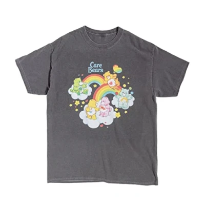Afbeelding van TruffleShuffle Care Bears Multi Cloud Vintage Wash Charcoal T shirt, Zwart/Houtskool