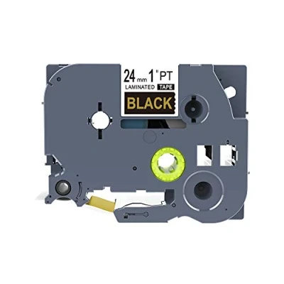 Afbeelding van IDIK Brother P Touch TZ354 Tze 354 labeltape goud op zwart 24 mm 8 m