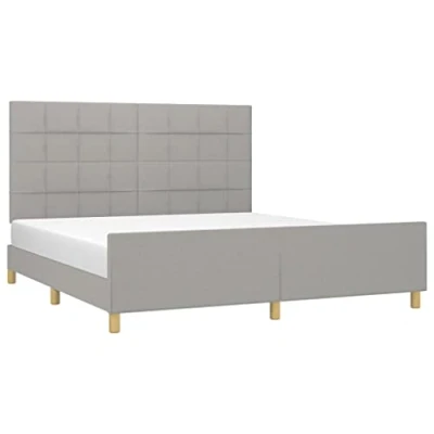 Afbeelding van vidaXL Bedframe met hoofdeinde stof lichtgrijs 180x200 cm