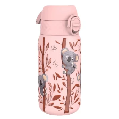 Afbeelding van ION8 Drinkfles van roestvrij staal, 400 ml, lekvrij, gemakkelijk te openen, veilige vergrendeling, vaatwasmachinebestendig, draaggreep, reinigen, duurzaam, motief