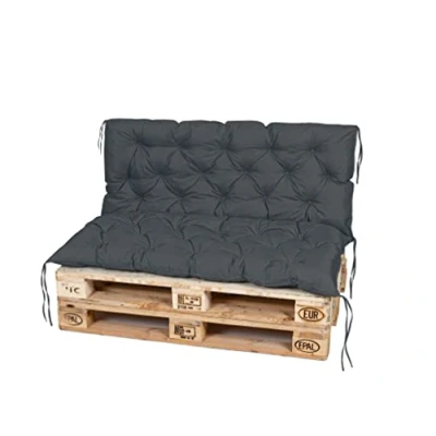 Afbeelding van Garden Palletkussen, voor Europallets, 120 x 60 cm, palletkussens met rugleuning, premium rugkussen, antraciet