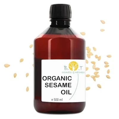 Afbeelding van B.O.T Cosmetic &amp; Wellness 100% natuurlijke biologische sesamolie koudgeperst huid en haarverzorging Ayurvedische massage multifunctioneel, 500 ml