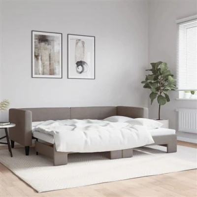 Afbeelding van vidaXL Slaapbank met onderschuifbed 80x200 cm stof taupe