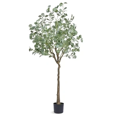 Image de VEVOR Arbre Artificiel 181 cm Plante Artificielle PE Haut Eucalyptus Faux Vert avec Pot 170x145 mm Décoration de Style Fausse pour Maison Bureau Centres Commerciaux Intérieur Extérieur