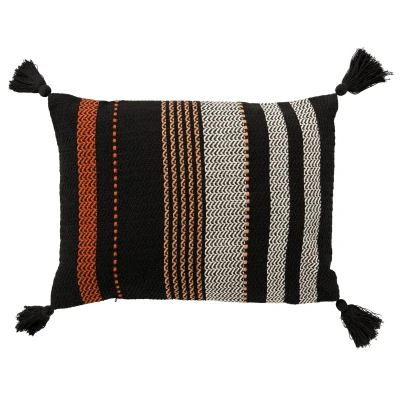 Afbeelding van Dutch Decor TAMAR Kussenhoes katoen 40x60 cm Raven zwart met flosjes