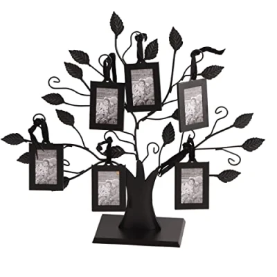 Afbeelding van 6 hangende foto&#039;s display boom stamboom fotolijst met ontwerp decoratieve tafel voor foto (S)
