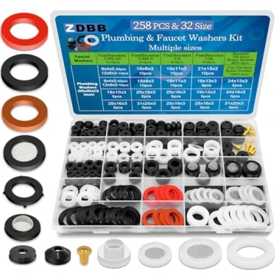 Afbeelding van ZDBB 258 delige kraanreparatieset voor buitenarmaturen, tuinslang, loodgieter, reparatieset buitenkraan