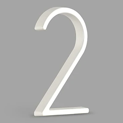 Afbeelding van HASWARE Zwevend huisnummerbord 5 inch (12 cm) moderne deurnummers verkeersbord adreshuisnummers, zwart metaal (Wit, 2)