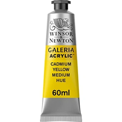 Afbeelding van Winsor &amp; Newton 2120120 Galeria acrylverf, hoge pigmentatie, lichtecht en verouderingsbestendig, romige vloeiende consistentie 60ml Tube, Cadmium Yellow Medium Hue