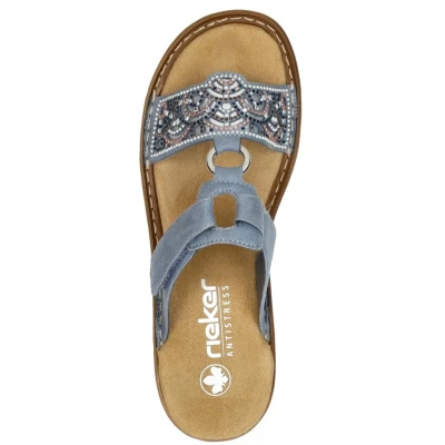 Afbeelding van Rieker Dames blauw licht slippers &amp; muiltjes maat 36