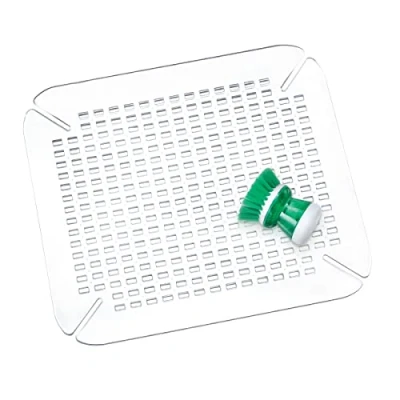 Afbeelding van iDesign, 59060, spoelbakmat, AA8 grote spoelbakmat van pvc kunststof, spoelmat met afvoergaten voor gootsteen en wastafel, doorzichtig
