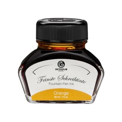Afbeelding van 30 ml vulpeninkt (Oranje) in inktglas, schrijfinkt voor vulpen, inktpot, kalligrafie inkt