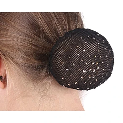 Afbeelding van QHP haarnet Rhinestone Zwart/Bruin