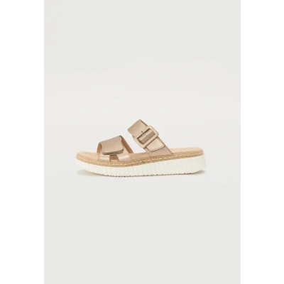Afbeelding van TOM Tailor Sandalen met plateauzool, Dames, Maat: 36, Gold Hoogwaardig imitatieleer