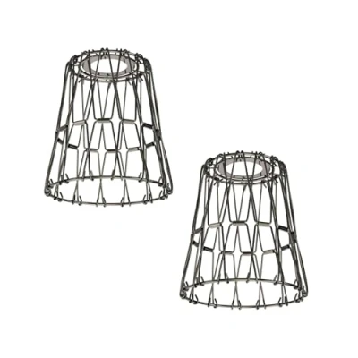 Afbeelding van ledscom.de 2 stuks lampenkap kooi, chroom zwart, 135 mm Ø