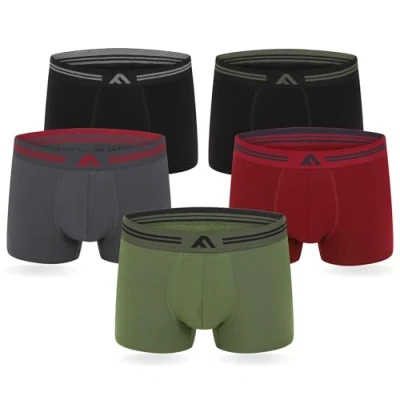 Image de FM London Lot de 5 boxers très doux, en bambou, sans étiquette, coupe élastique, respectueux l’environnement, pour homme, Tendance., M