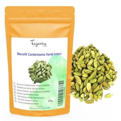 Afbeelding van 500 g kardemom hele peulen groene kardemomzaden aroma en intense smaak 100% natuurlijk, zuiver zonder additieven TazarinLtd