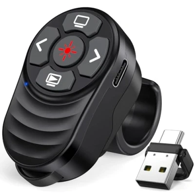 Afbeelding van Oplaadbare 2 in 1 USB type C Powerpoint Clicker Presentatie afstandsbediening met volume, draadloze voor Mac en laptop
