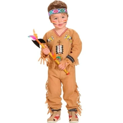 Afbeelding van Widmann Indiaan Kostuum Walla Tomahawk Bruin Washington Kind Maat 104 Carnavalskleding Verkleedkleding