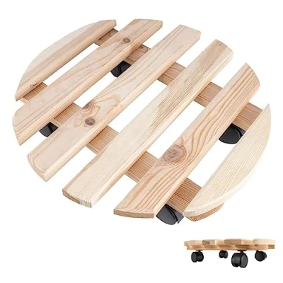 Afbeelding van Creative Home Houten Bloempot Plantenhouder Draagvermogen 80 kg Ronde Diameter 35 cm