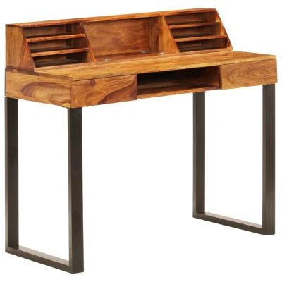 Afbeelding van Bureau 110x50x94 cm massief sheeshamhout en staal