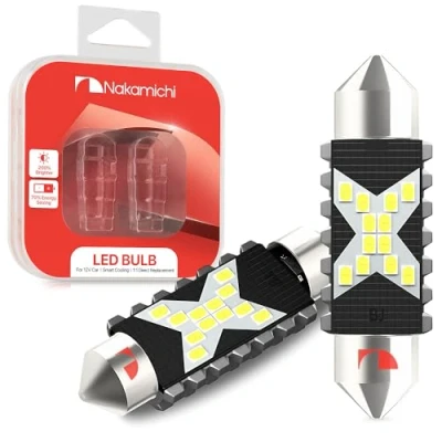 Afbeelding van Nakamichi Ampoule LED 578 C5W Festoon CANBUS Sans Erreur 12 SMD Chipsets 2016 6000K Remplacement pour Éclairage Intérieur de Voiture, Dôme, Courtoisie, Plaque d&#039;Immatriculation (2un.) (Blanc, 41mm)