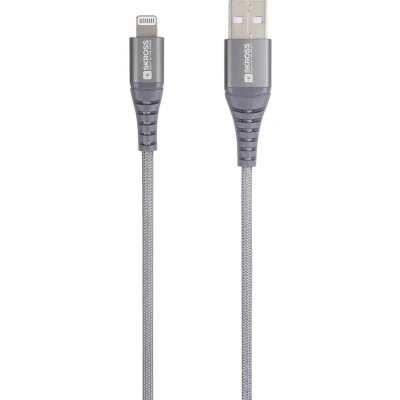 Afbeelding van Skross USB kabel 2.0 A stekker 1.20 m Grijs Rond, Flexibel, Stoffen mantel SKCA0011A MFI120CN