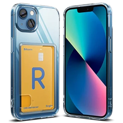 Afbeelding van Ringke Fusion Card beschermhoes met transparante harde achterkant, compatibel iPhone 13, geïntegreerde dunne kaarthouder, transparant