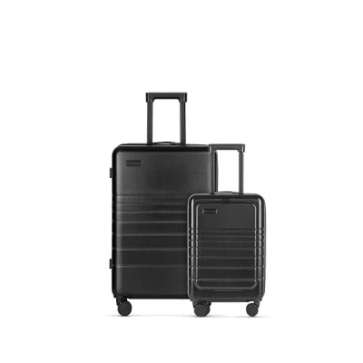 Image de ETERNITIVE Set de 2 Valise Petit et Grand I Voyage en ABS Taille: 55 &amp; 75,5 cm Rigide avec Serrure TSA a Roulette 360 Bagage à Main 40L L 96L Couleur: Noir