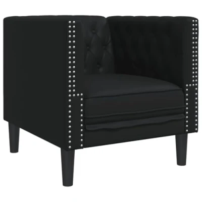 Afbeelding van Fauteuil Chesterfield stijl kunstleer zwart