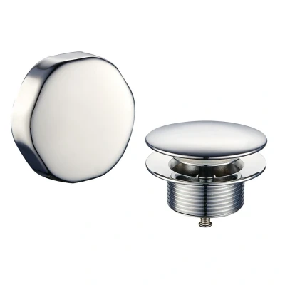 Afbeelding van Wiesbaden knop/plug badoverloopcomb. chroom