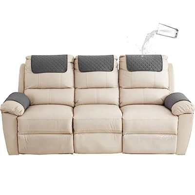 Afbeelding van GYHH Sofa Armsteun Cover, Hoofdsteunhoes voor Kantelbare Stoel Arm Gewatteerde Antislip Stoelhoes (Donkergrijs, 3 Seat Recliner 5 stuks)