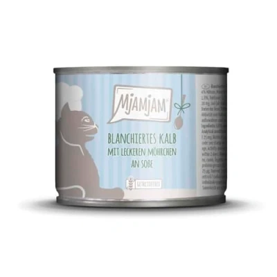 Afbeelding van 6x185g MjAMjAM in saus geblancheerd kalfsvlees met lekkere wortels nat kattenvoer