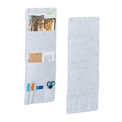 Afbeelding van Relaxdays hangende opberger vilt set van 2 wandorganizer 6 vakken organizer