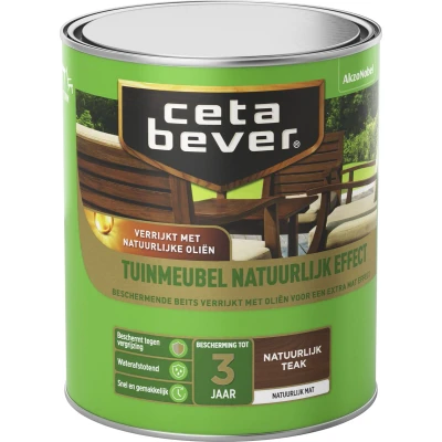 Afbeelding van Ceta Bever Tuinmeubelbeits Natuurlijk Effect Teak Blanke lak &amp; Beits