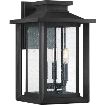 Afbeelding van Quoizel LED Wand Buitenlamp Wakefield 3X E14 Max 40W IP44 Dimbaar Earth Black