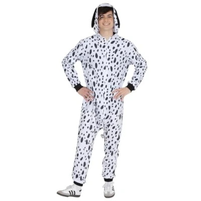 Afbeelding van Rubies Dalmatiër kostuum voor volwassenen, dames en heren, met capuchon staart, carnaval, vrijgezellenfeest, cosplay feestjes