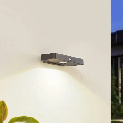 Afbeelding van Lucande LED wandlamp Tavon, hoekig, zwart, sensor