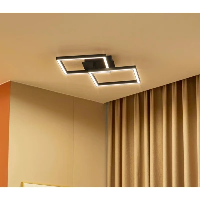 Afbeelding van Lucande LED plafondlamp met dimmer 2lichts Metaal, kunststof H: 9.5 cm zwart, wit Inclusief lichtbronnen