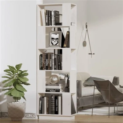 Afbeelding van vidaXL Boekenkast/kamerscherm 51x25x163,5 cm massief grenenhout wit
