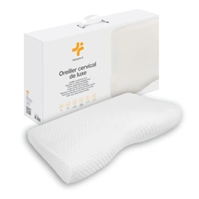 Afbeelding van Inphysio® Luxe ergonomisch nekkussen, orthopedisch kussen, geheugenkussen, pijnlijk hypoallergeen, 2 kussenslopen, 60 x 35 12/7 cm