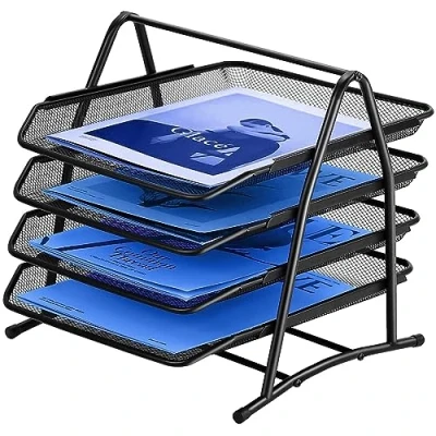 Afbeelding van Uitschuifbare brievenbak voor bureau, bureau opbergbak, papieren archiefblad, A4 organizer, aktetas thuis, kantoor, school (4 niveaus)
