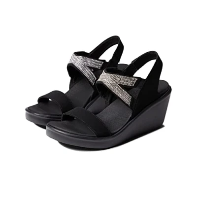 Afbeelding van Skechers Rumble on chart topper, sandalen achter, Zwart Mitobuck Metal Clear Strass Blk
