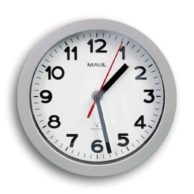 Image de Maul Step horloge murale radiocommandée en plastique avec cadran blanc (Ø 20 cm) gris