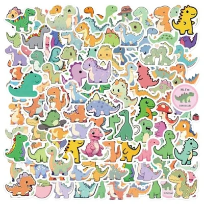 Afbeelding van 100 stuks dinosaurus stickers, schattige cartoonstickers, kinderstickers, kunnen worden gebruikt om notitieboeken, waterflessen en koffers te versieren