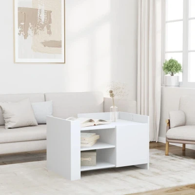 Afbeelding van Salontafel 80x50x50 cm bewerkt hout wit
