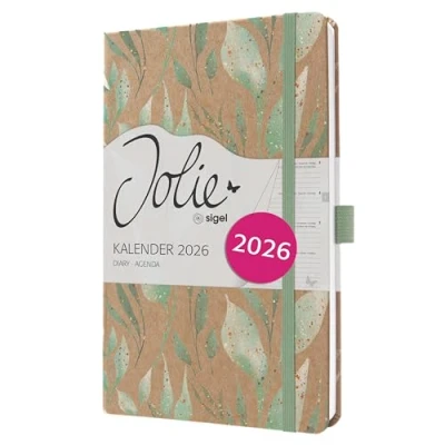 Afbeelding van SIGEL J6803 Wochenkalender Jolie 2026, ca. A5, goudbruin groen